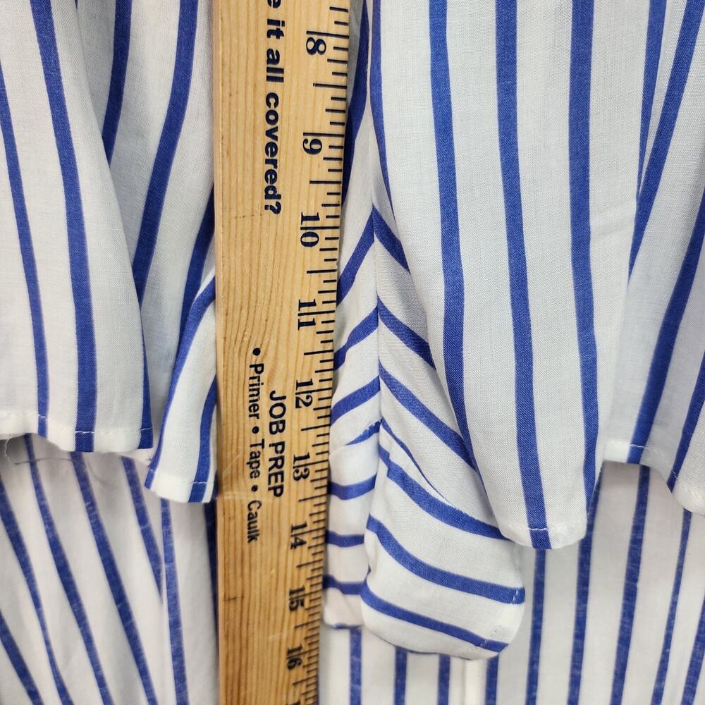 NWT Olia Wrap Sundress JR Medium Blue White Stripe Dress Pockets Built-In Shorts - Picture 14 of 16